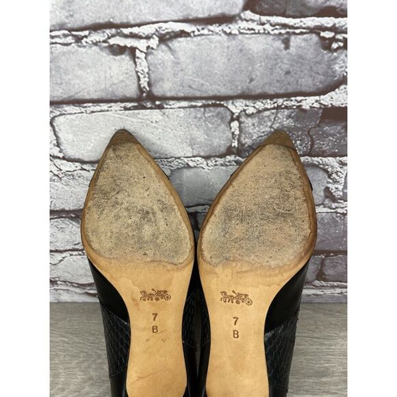 Coach Lacey Patchwork Black Leather Suede Pointed High Heels Women Sz 7B US/37EU - Picture 8 of 16